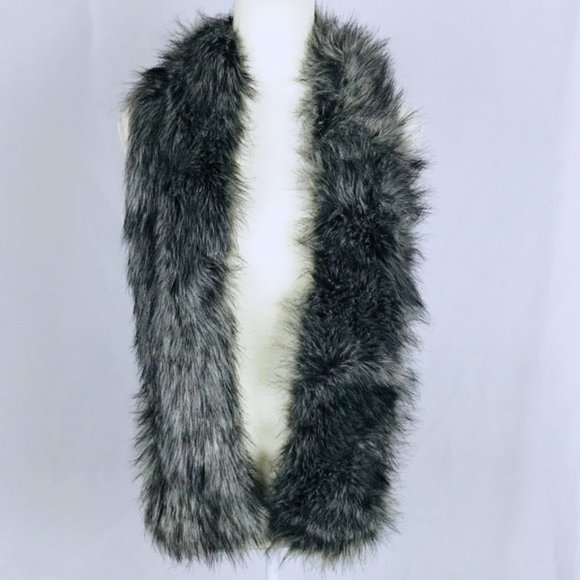 A New Day Gray Faux Fur Stole Scarf - Picture 1 of 6